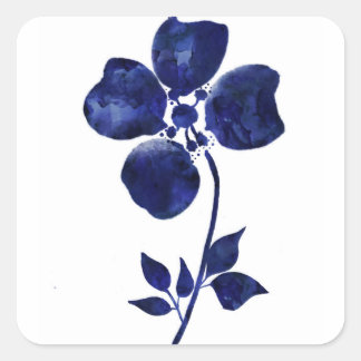 Sticker Carré Fleur bleue