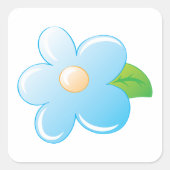Sticker Carré Fleur bleue (Devant)