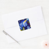 Sticker Carré Fleur bleue Iris peinture originale aquarelle (Enveloppe)
