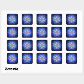 Sticker Carré Fleur bleue Mandala Fractal (Feuille)