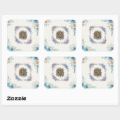 Sticker Carré Fleur d'aquarelle sarcelle (Feuille)