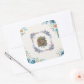 Sticker Carré Fleur d'aquarelle sarcelle (Enveloppe)