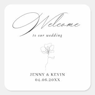 Sticker Carré Fleur de bienvenue illustrée à la main