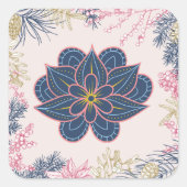 Sticker Carré Fleur de cachemire bleue et violette (Devant)
