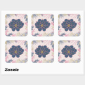 Sticker Carré Fleur de cachemire bleue et violette (Feuille)