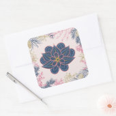 Sticker Carré Fleur de cachemire bleue et violette (Enveloppe)