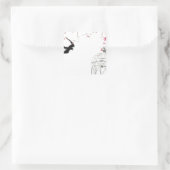 Sticker Carré Fleur de cerisier, avale, conception de cage à ois (Sac)