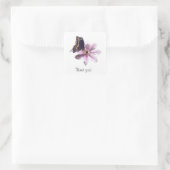 Sticker Carré Fleur de Clematis et papillon noir à queue noire (Sac)