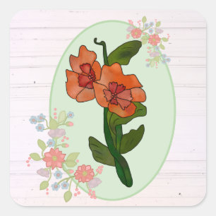 Sticker Carré Fleur de fantaisie