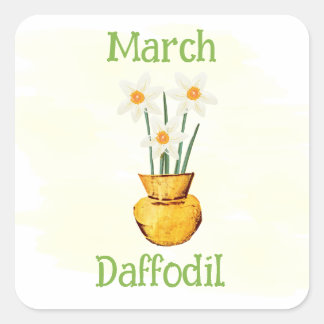 Sticker Carré Fleur de jonquille d'art Mars Anniversaire