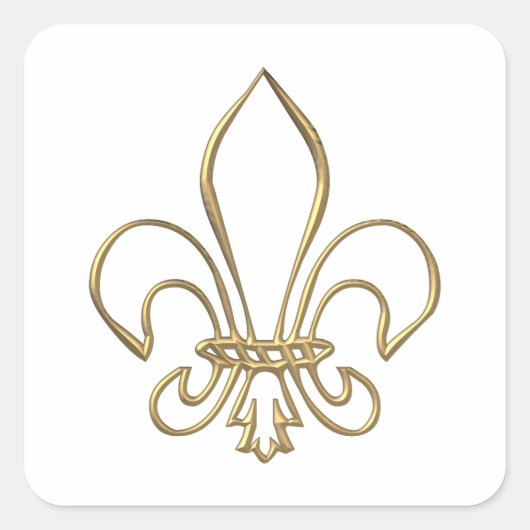 Sticker Carré Fleur de lis "3-D" d'or (Devant)