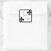 Sticker Carré Fleur de Lis Mariage noir blanc (Sac)