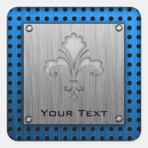 Sticker Carré Fleur de lis ; Métal-regard balayé
