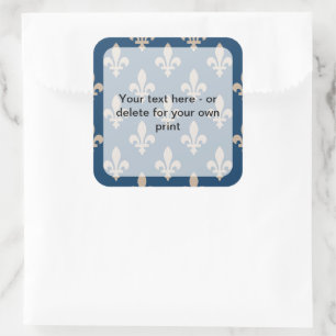 Sticker Carré Fleur de Lis Motif, française, royale, crème, bleu