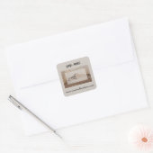 Sticker Carré Fleur de Lotus Aspect Lin Bambou Rustique (Enveloppe)
