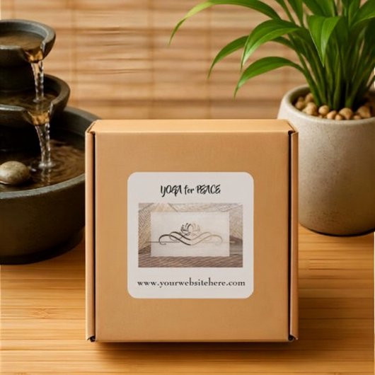 Sticker Carré Fleur de Lotus Aspect Lin Bambou Rustique