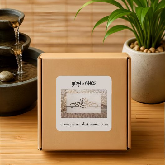 Sticker Carré Fleur de Lotus Aspect Lin Bambou Rustique