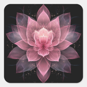 Sticker Carré Fleur de Lotus Ethereal - Fleur de couleur rose pâ