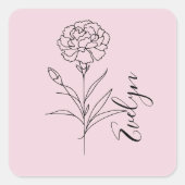 Sticker Carré Fleur de naissance de l'oeillet de janvier personn (Devant)