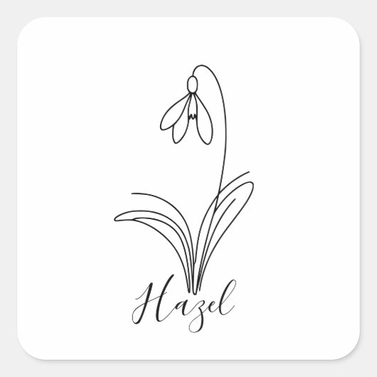 Sticker Carré Fleur de naissance personnalisée en janvier (Devant)