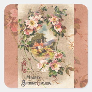 Sticker Carré Fleur de naissance victorienne de l'époque 1800