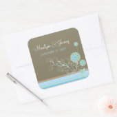 Sticker Carré Fleur de neige bleue Whimsical Flûtes d'hiver Mari (Enveloppe)