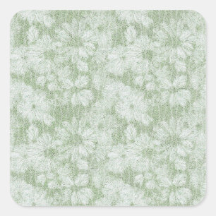 Sticker Carré Fleur de Pâquerette Veloutée Vert Citron