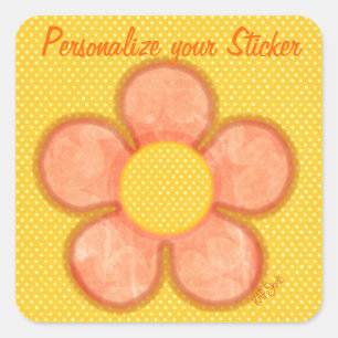 Sticker Carré Fleur de pétales orange
