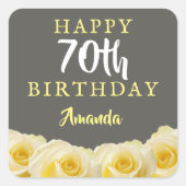 Sticker Carré Fleur de rose jaune 70e anniversaire (Devant)