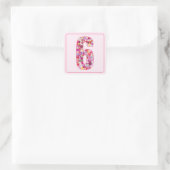 Sticker Carré Fleur de teinte rose douce Mois Numéro 6 (Sac)