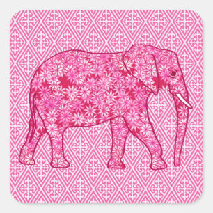 Sticker Carré Fleur d'éléphant - rose fuchsia