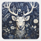 Sticker Carré Fleur d'hiver de cerfs de forêt enchantée (Devant)