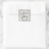 Sticker Carré Fleur di Lys Damask - Sceau Mariage gris (Sac)