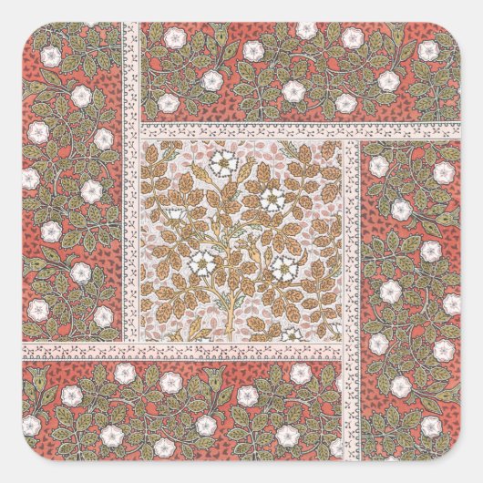 Sticker Carré Fleur d'illustration Rose sauvage Vintage (Devant)