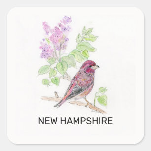 Sticker Carré Fleur d'oiseau du New Hampshire