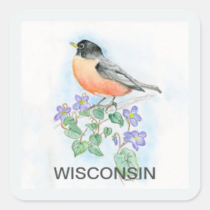 Sticker Carré Fleur d'oiseau du Wisconsin