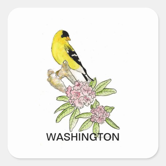 Sticker Carré Fleur d'oiseau Washington (Devant)