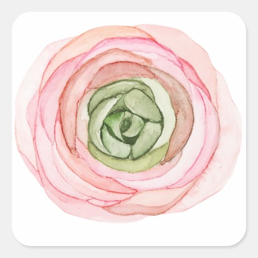 Sticker Carré Fleur en aquarelle (Devant)