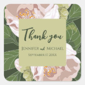 Sticker Carré Fleur et verdure luxuriante Élégante (Devant)