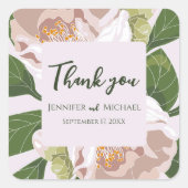 Sticker Carré Fleur et verdure luxuriante Élégante (Devant)