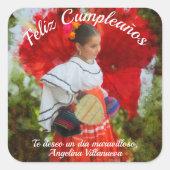 Sticker Carré Fleur Fiesta Feliz Cumpleanos 2555 (Devant)