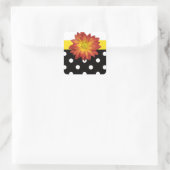 Sticker Carré Fleur jaune noir blanc polka pot girly (Sac)