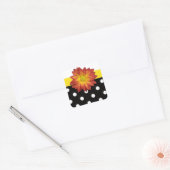 Sticker Carré Fleur jaune noir blanc polka pot girly (Enveloppe)