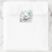 Sticker Carré Fleur Magnolia Blanche À Bord Doré (Sac)