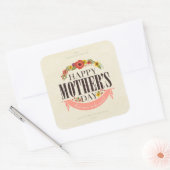 Sticker Carré Fleur moderne Joyeuse fête des mères (Enveloppe)