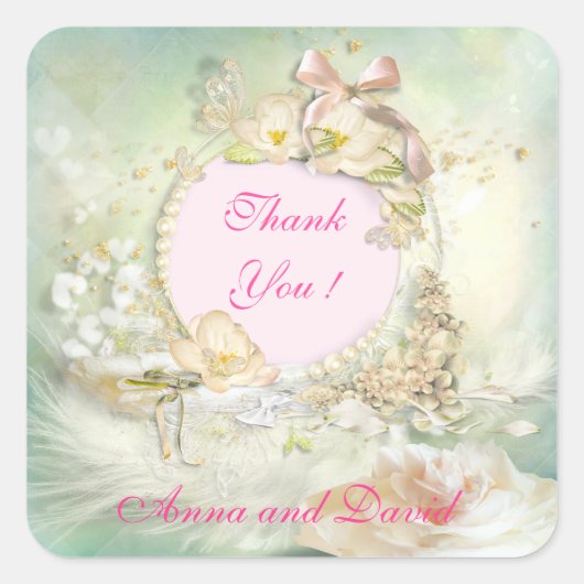 Sticker Carré Fleur Moderne Luxueuse Ajoutez Votre Texte (Devant)