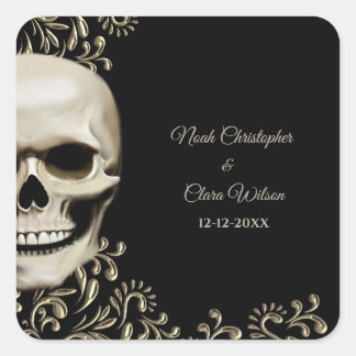 Sticker Carré Fleur noire sombre gothique macabre Halloween