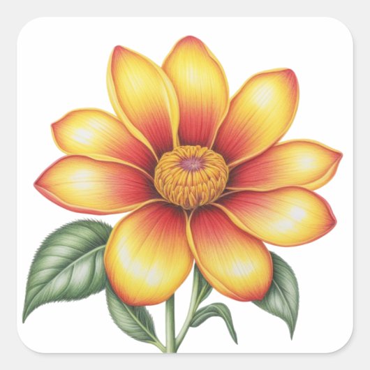 Sticker Carré Fleur orange (Devant)