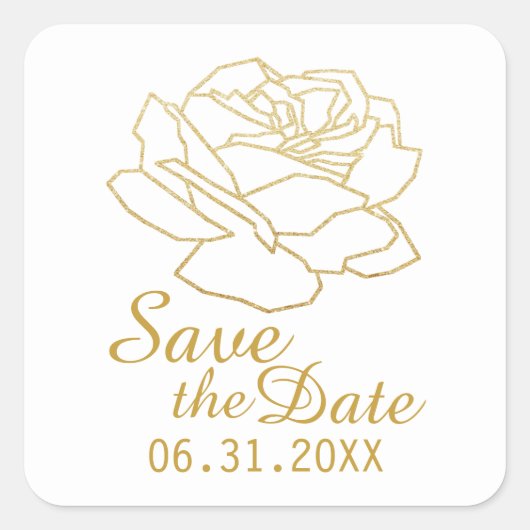 Sticker Carré fleur rose, enregistrer la date / mariage (Devant)