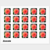 Sticker Carré Fleur rose et jaune (Feuille)